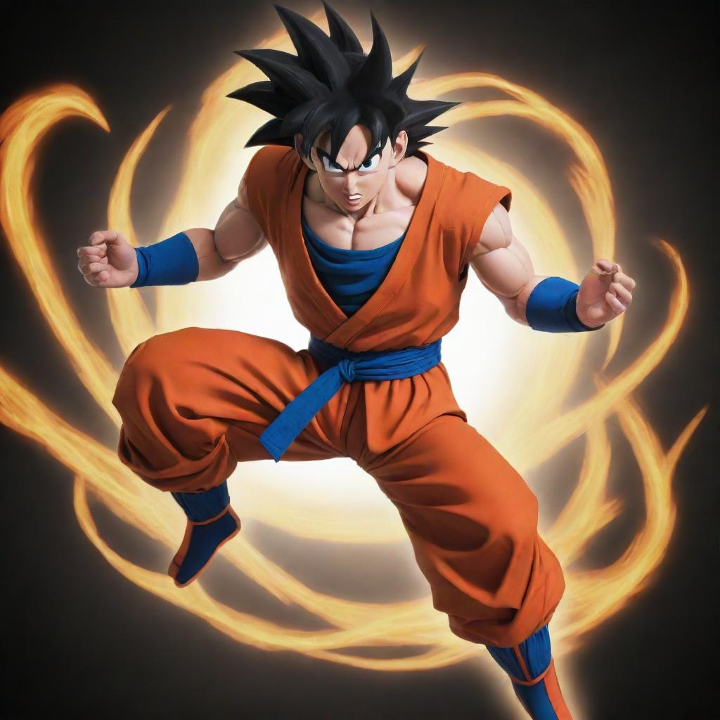 Create an image of Goku, the protagonist from Dragon Ball Z, in a dynamic and powerful pose.