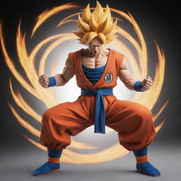 Create an image of Goku, the protagonist from Dragon Ball Z, in a dynamic and powerful pose.