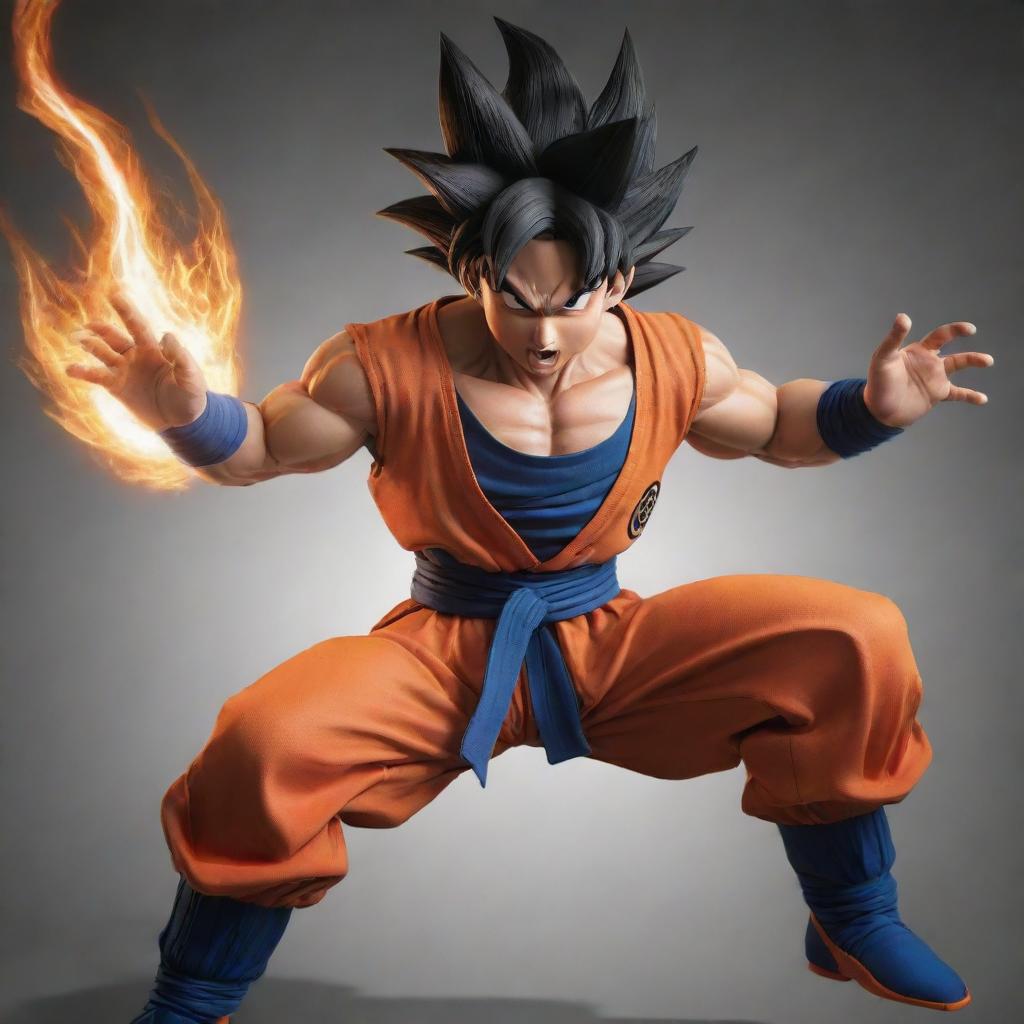 Create an image of Goku, the protagonist from Dragon Ball Z, in a dynamic and powerful pose.