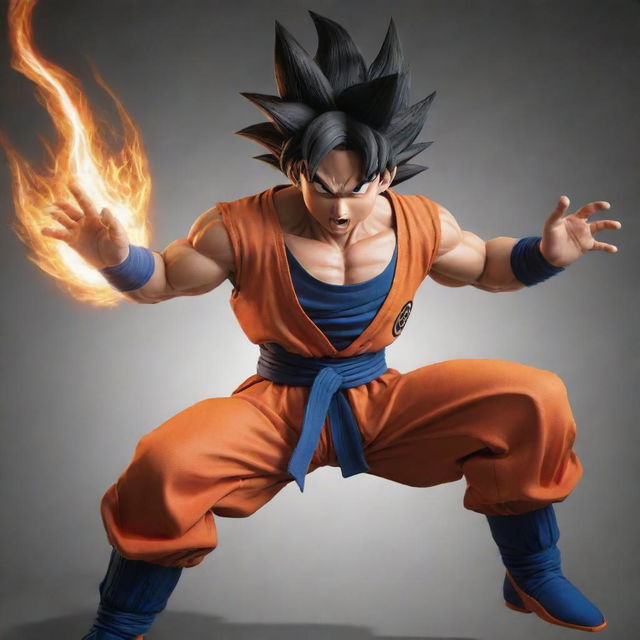 Create an image of Goku, the protagonist from Dragon Ball Z, in a dynamic and powerful pose.