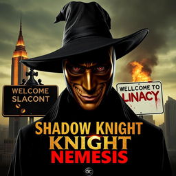 A parody of "The Dark Knight" poster featuring a man in a black wide-brimmed puritan witch hat and black coat