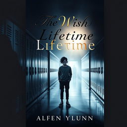 book cover design depicting a teenager standing alone in a school hallway, looking distressed