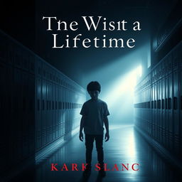 book cover design depicting a teenager standing alone in a school hallway, looking distressed