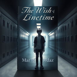 book cover design depicting a teenager standing alone in a school hallway, looking distressed