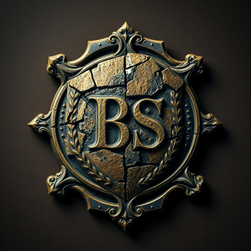 A beautifully crafted, aged crest that appears broken and cracked, symbolizing a rich yet turbulent history