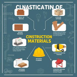 An informative poster illustrating the classification of construction materials