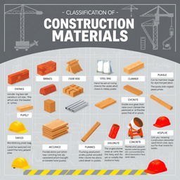 An informative poster illustrating the classification of construction materials