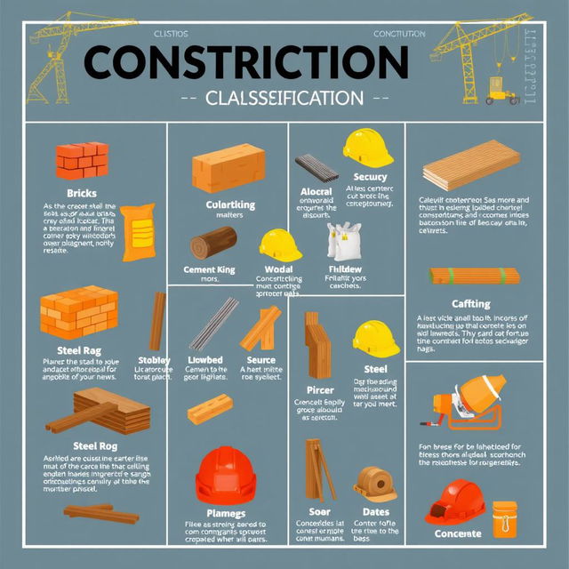 An informative poster illustrating the classification of construction materials