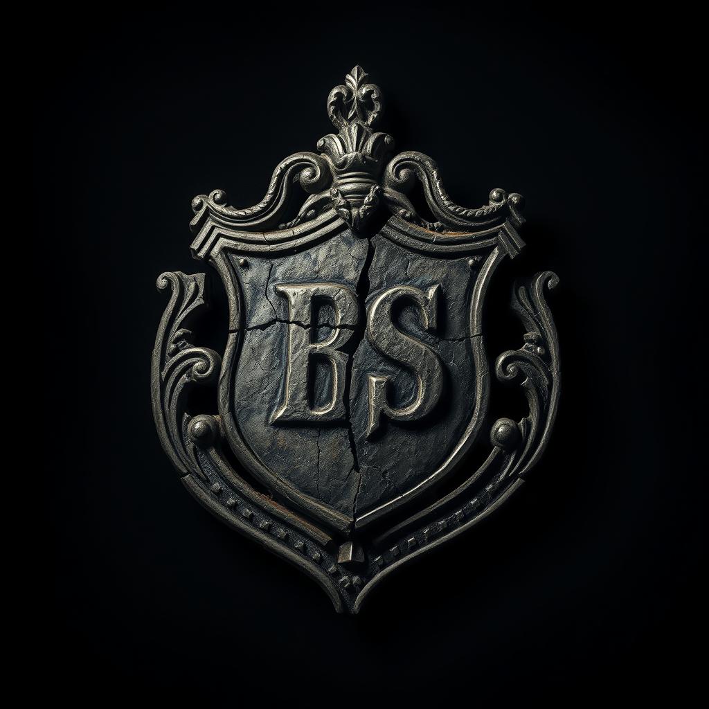 A captivating portrait showcasing a broken crest against a dark backdrop