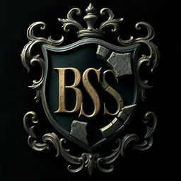 A detailed portrait featuring a broken crest with the letters 'BS' inside