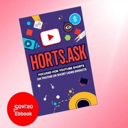 A vibrant and eye-catching eBook cover for a book titled 'SHORTSCASH', focused on YouTube Shorts