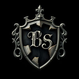 A detailed portrait of a broken crest with the initials 'BS' prominently displayed within it