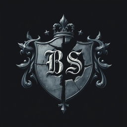 A detailed portrait of a broken crest with the initials 'BS' prominently displayed within it