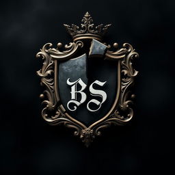 A captivating portrait showcasing a broken crest featuring the initials 'BS' centrally positioned inside