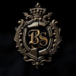 A captivating portrait showcasing a broken crest featuring the initials 'BS' centrally positioned inside