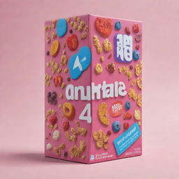 A vibrant cereal box named 'Marketing 4.0', showcasing symbols and images that represent modern marketing concepts like customer engagement, digital technology, personalization, and data analysis.