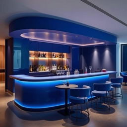 A minimalist and elegant bar specifically designed for business meetings, measuring 10 meters in length and 3