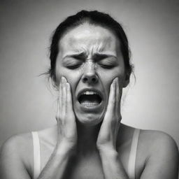 An evocative rendering of an individual struggling for breath, highlighting the physical strain and facial expressions of distress.