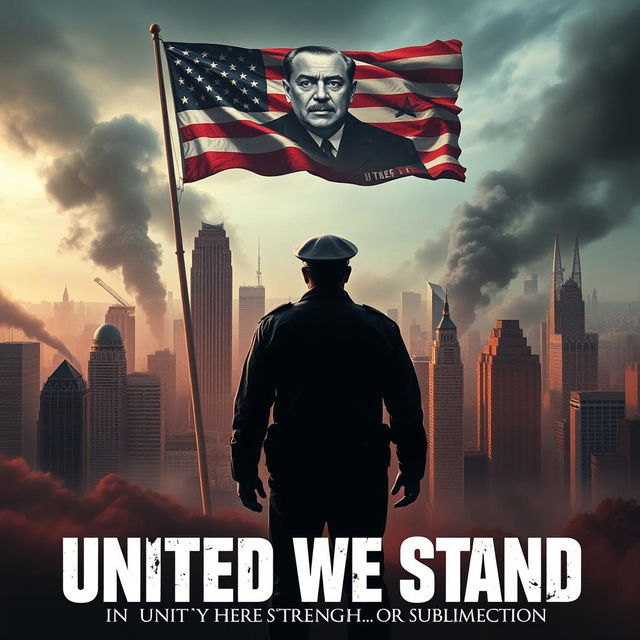 A compelling movie poster titled "United We Stand" depicting a dystopian America as a dictatorship