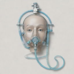 An intricate depiction of an oxygenation process, showcasing an oxygen mask or prongs connected to an oxygen machine, providing life-sustaining supplemental oxygen.