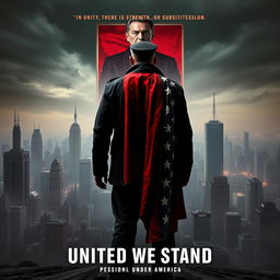 A captivating movie poster titled "United We Stand" envisioning a dystopian America under dictatorship