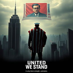 A captivating movie poster titled "United We Stand" envisioning a dystopian America under dictatorship