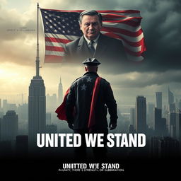 A captivating movie poster titled "United We Stand" envisioning a dystopian America under dictatorship