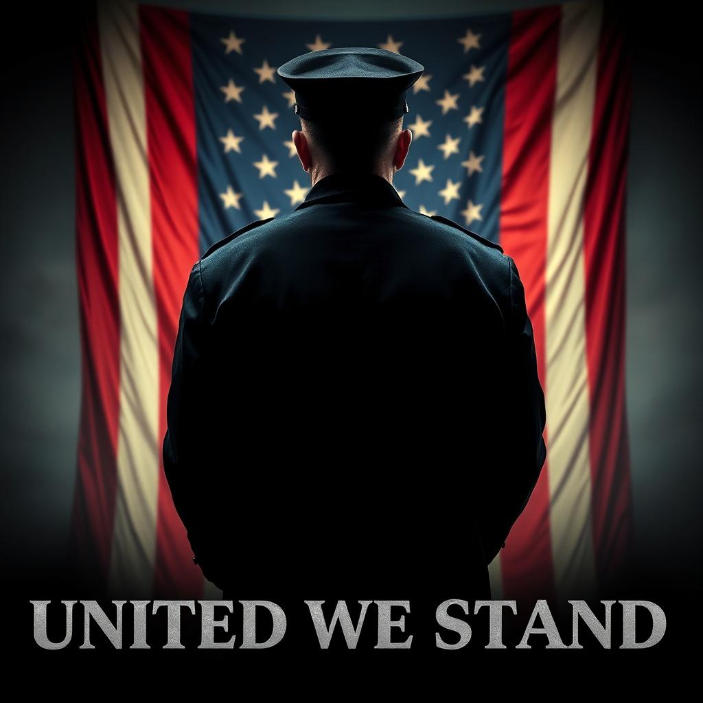 A dramatic movie poster titled 'United We Stand' portraying an alternate reality where America is a dictatorship