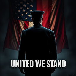 A dramatic movie poster titled 'United We Stand' portraying an alternate reality where America is a dictatorship