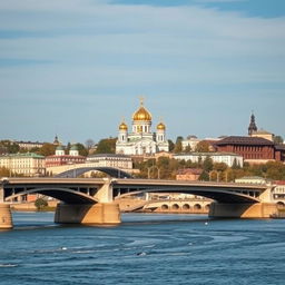 A captivating view of the Kyiv Pechersk Lavra, with its iconic golden domes, set against the backdrop of Paton Bridge in Kyiv