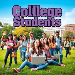 A vibrant and dynamic movie poster for a TV show titled 'College Students