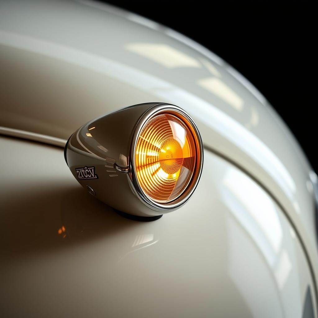 A close-up view of the turn lights of a Citroën 2CV, showcasing the classic design of the vehicle