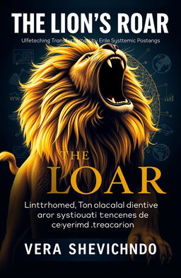 A powerful and dynamic cover design for "The Lion's Roar: Unleashing Transformative Leadership through Systemic Coaching" by Vera Shevchenko