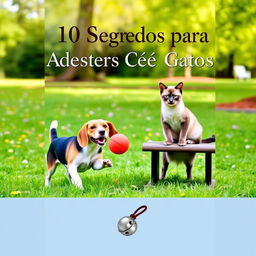 An ebook cover design featuring the title '10 Segredos para Adestrar Cães e Gatos'