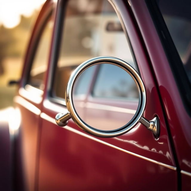 An artistic image focusing on the side mirrors of a Citroën 2CV