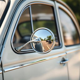 An artistic image focusing on the side mirrors of a Citroën 2CV