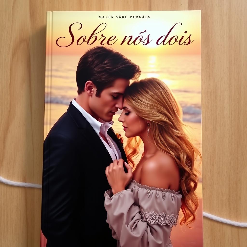 A romantic book cover featuring a realistic portrait of a couple