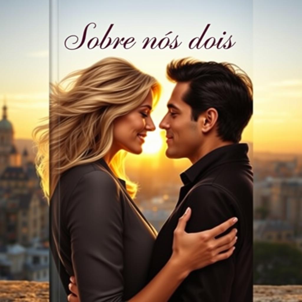 A romantic book cover featuring a realistic portrait of a couple