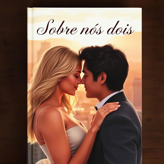 A romantic book cover featuring a realistic portrait of a couple