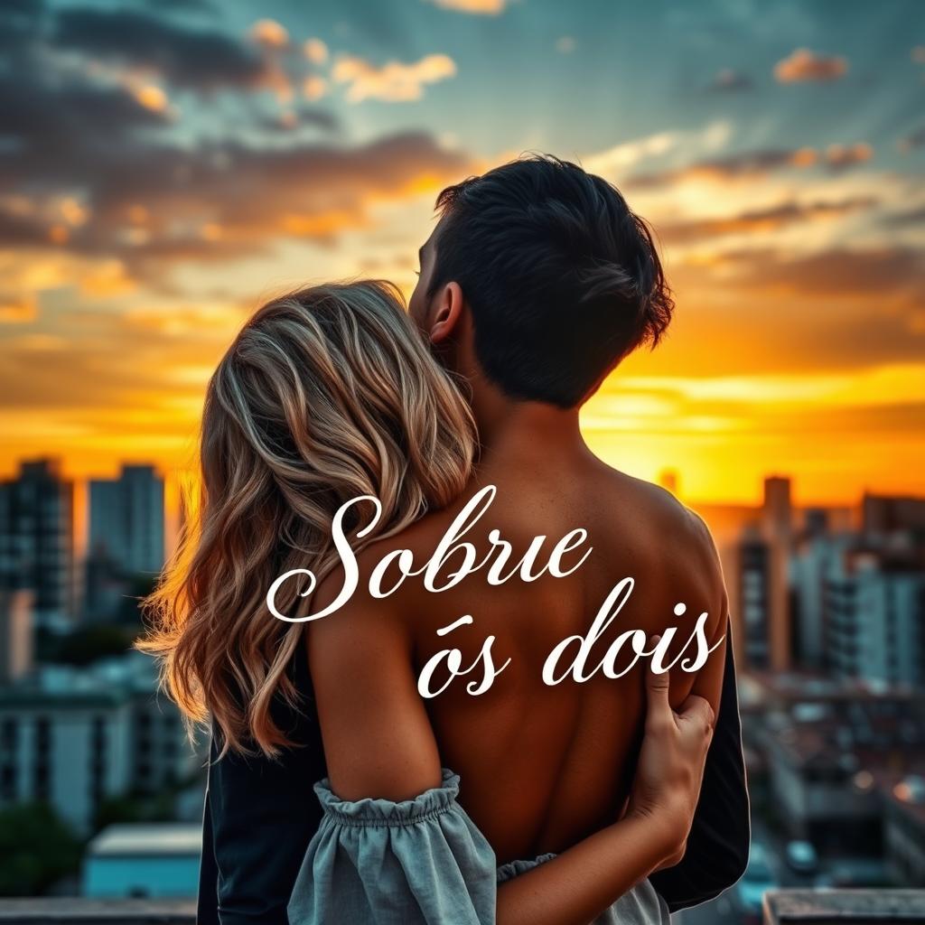 A romantic book cover depicting a realistic scene of a couple in love