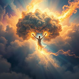 A person breaking free from a cloud of energy, symbolizing the liberation from negativity