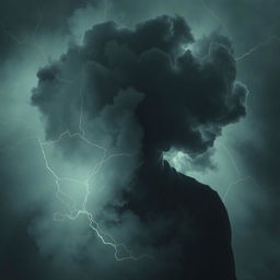 A person enveloped in a cloud of negative energy, symbolizing being trapped in negativity