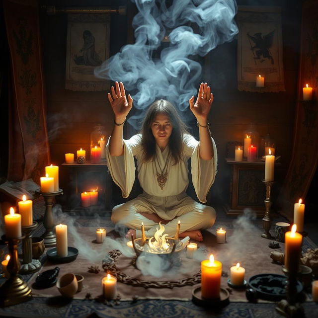 A mystical ritual scene designed to overcome feelings of being blocked or when everything seems to go wrong