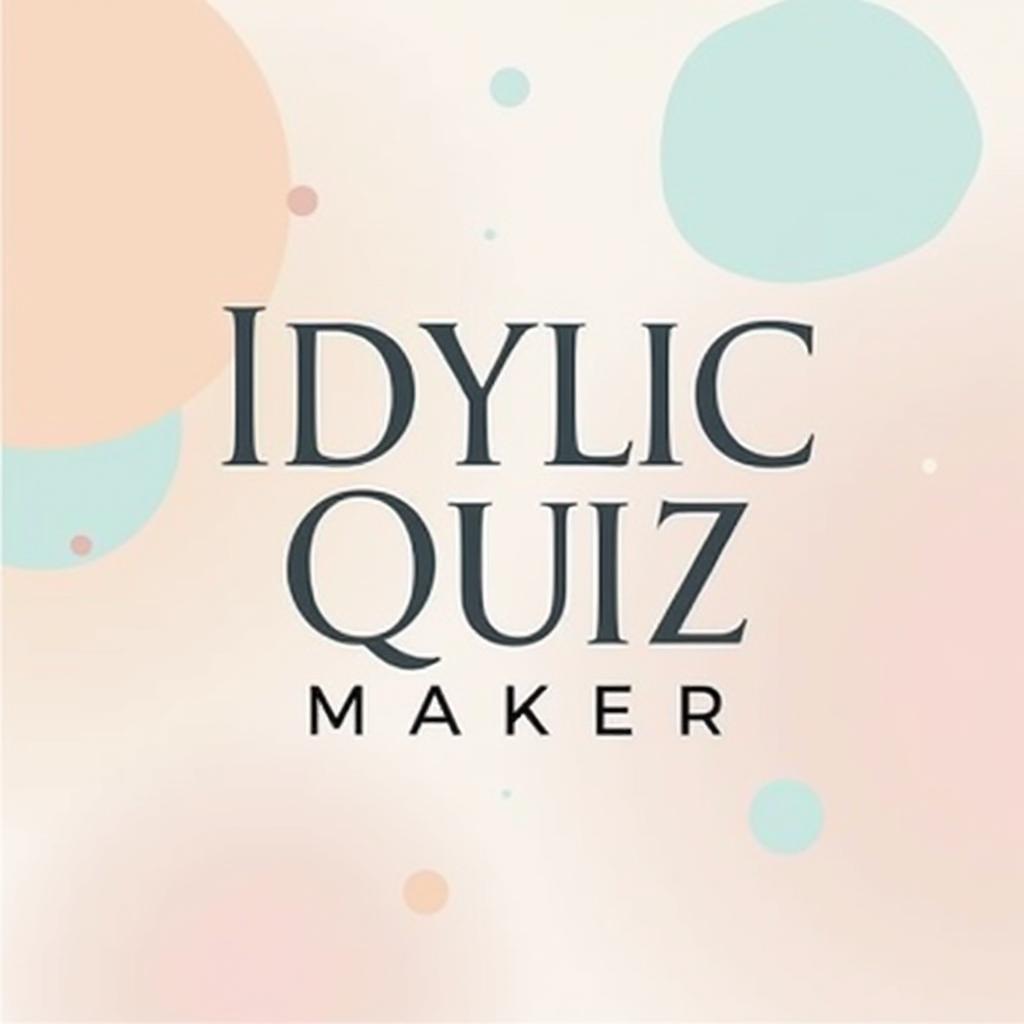 stunning professionally designed minimalist poster showcasing the title 'Idyllic Quiz Maker' in a striking pastel color palette