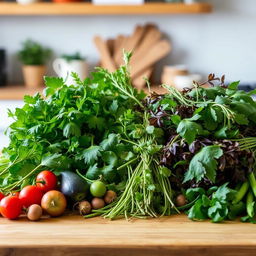 Visit our channel to see the preparation of herbs, featuring an array of fresh, aromatic herbs beautifully arranged in a kitchen setting