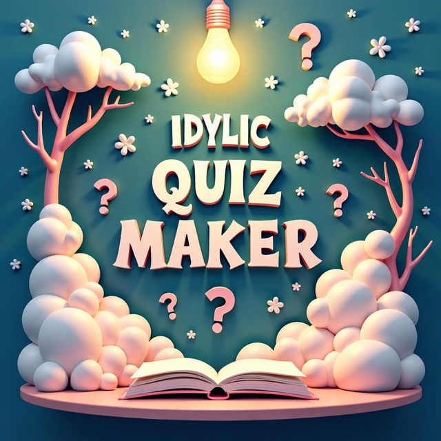 A beautiful poster titled 'Idyllic Quiz Maker', featuring pastel colors with a striking and harmonious design