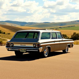 A detailed and vibrant visual of a 1962 Oldsmobile Cutlass Compact Station Wagon featuring a vista roof