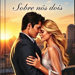 A romantic book cover featuring a realistic portrait of a couple