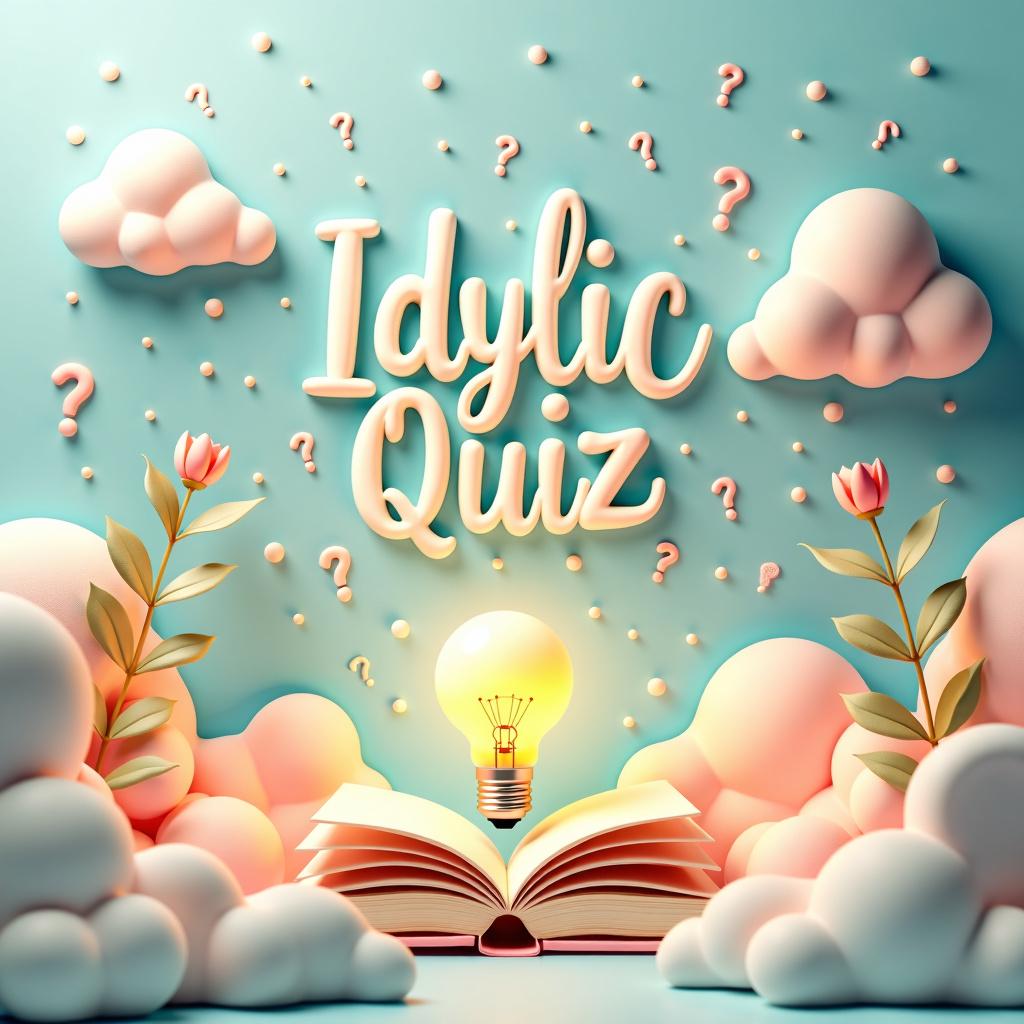A beautiful poster titled 'Idyllic Quiz Maker', showcasing a clean and striking design