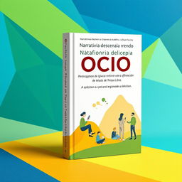 Diseño de portada de libro inspirador y visualmente atractivo para un libro titulado "Narrativas desde la Experiencia Académica, la Proyección Social y la Investigación en Ocio, Recreación y Tiempo Libre"